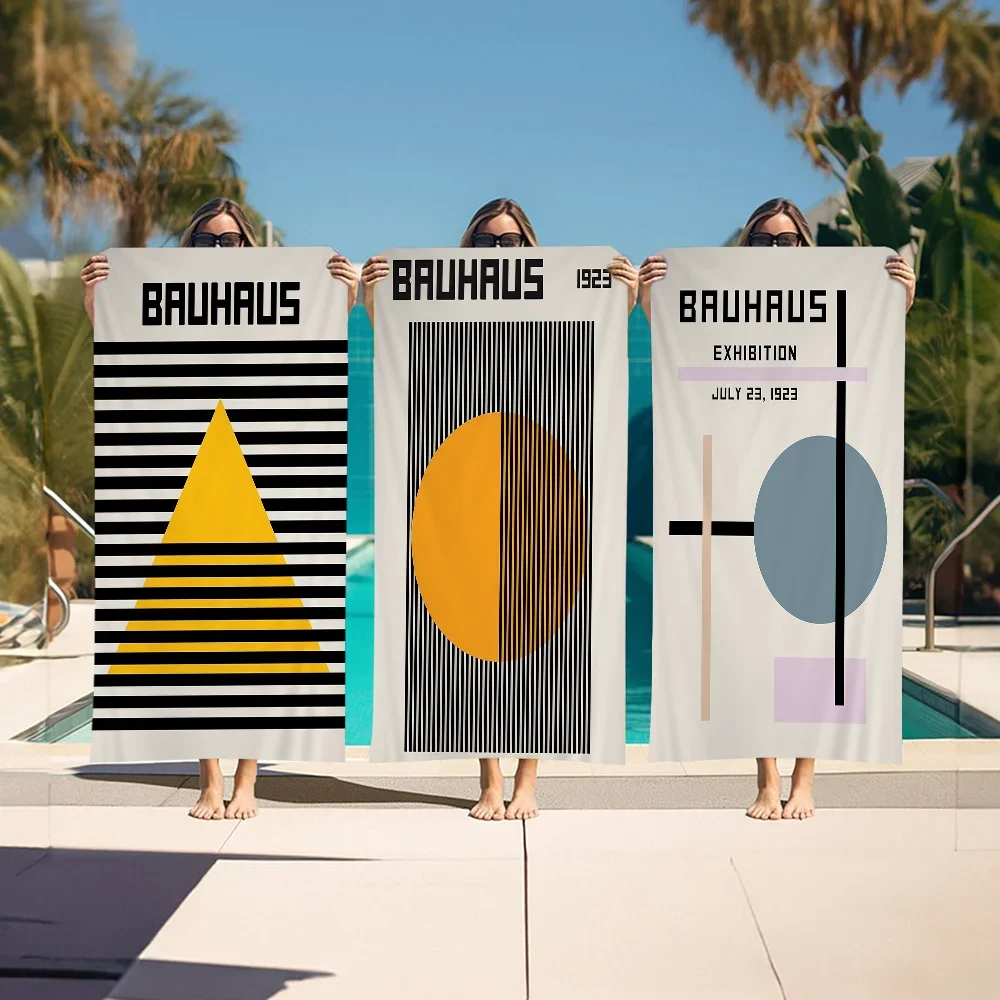 Serviette de plage motif bauhaus géométrique microfibre rapide