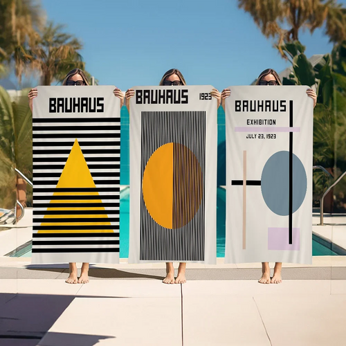 serviette de plage motif bauhaus géométrique microfibre absorbante