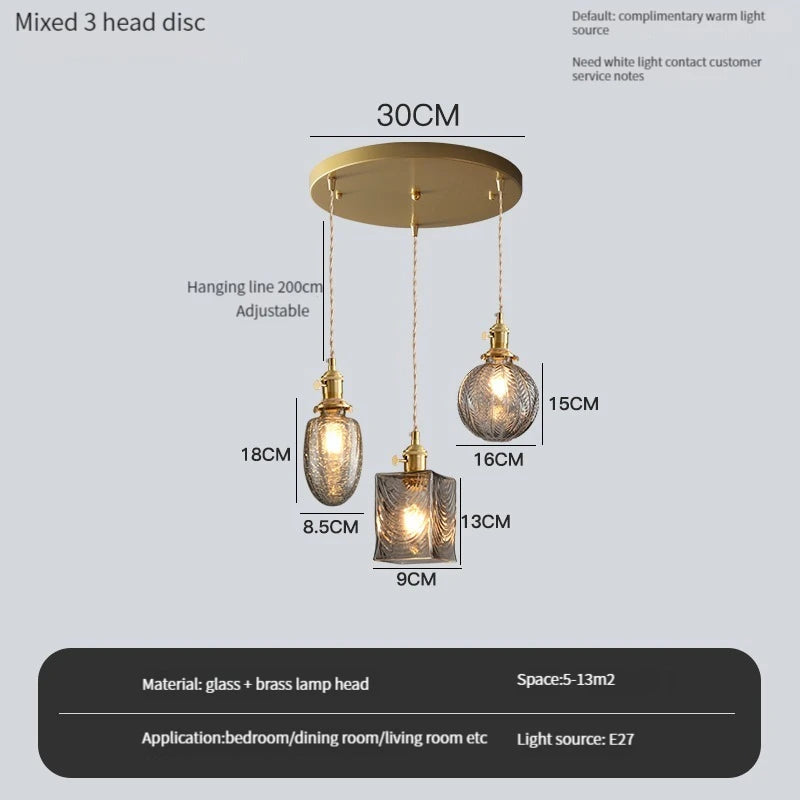 lustre vintage edison avec ombre en verre cristal pour bar loft - vue 5 sur 22