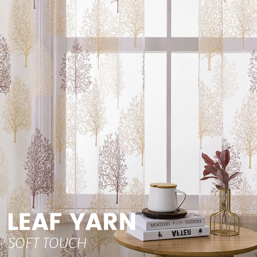 Voilage à motifs feuilles moderne pour salon chambre - vue 2 sur 7