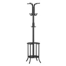 SONGMICS Coat Rack Freestanding, Coat Stand with Umbrella Holder, 12 Hooks, Metal, 175 cm Tall, for Entryway, Hallway