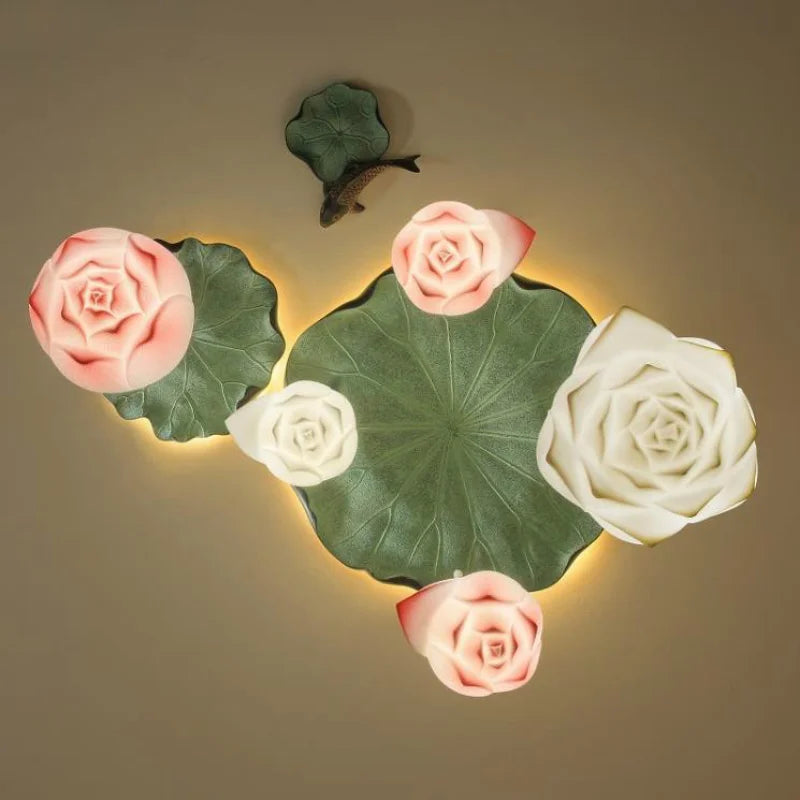 Suspension fleur Lotus style rétro LED - vue 5 sur 22