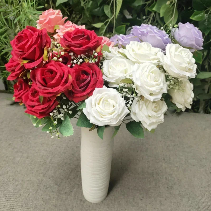 bouquet de roses en soie pour décoration de mariage et fêtes - vue 4 sur 13