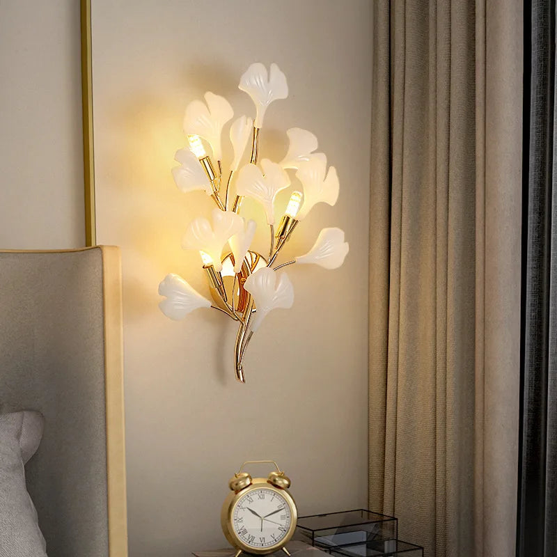 Applique murale led en céramique à fleurs romantiques pour hôtel