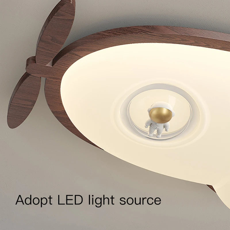 plafonnier avion en bois pour chambre d'enfant décoration lumineuse - vue 11 sur 12