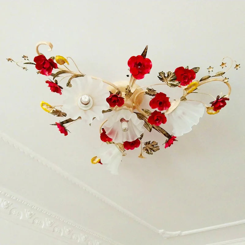 américain Rural fleur cuisine princesse filles chambre plafonnier assis lumière LED moderne plafonnier pour salon - vue 7 sur 9