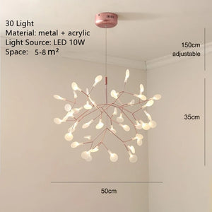 Modern LED chandelier with round branch design for pendant suspension