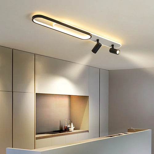Lustres Led modernes avec projecteurs pour salon salle à manger chambre décor lumières cuisine acrylique plafonniers luminaire noir - vue 5 sur 19