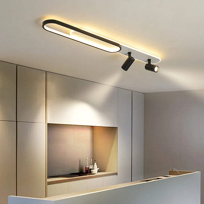 Lustres Led modernes avec projecteurs pour salon salle à manger chambre décor lumières cuisine acrylique plafonniers luminaire noir - vue 4 sur 19