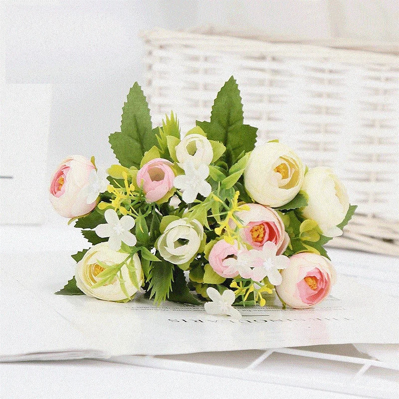 bouquet de roses artificielles en soie pour décoration élégante - vue 8 sur 10