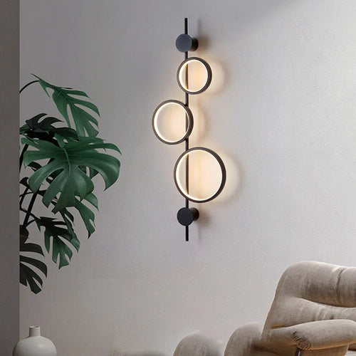 Minimalist Nordic wall light with 3 metal rings art deco indoor - vue 2 sur 7