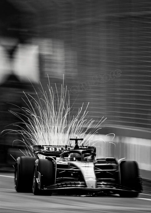 affiche vintage de course de f1 en noir et blanc peinture sur toile