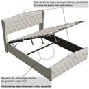 160 x 200 cm Modern Double Bed, Bed with Storage Space and Backrest, with Slatted Frame, Load-Bearing 250 kg, without Mattress