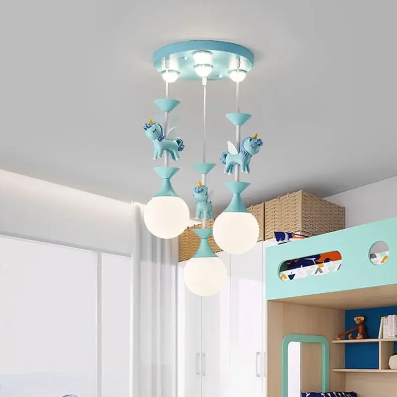 lustre led moderne carrousel pour enfants style princesse - vue 2 sur 12
