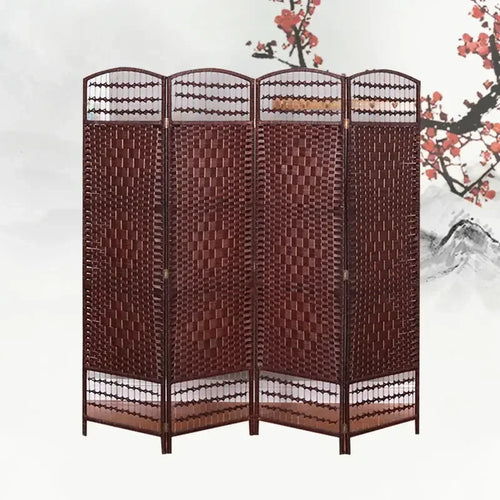 Rattan Baffle Screen, Antique Straw Handmade Living Room Partition Entrance Folding Screen, Restaurant Indoor Classical Screen - vue 5 sur 12