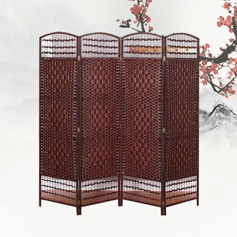 Rattan Baffle Screen, Antique Straw Handmade Living Room Partition Entrance Folding Screen, Restaurant Indoor Classical Screen - vue 4 sur 12
