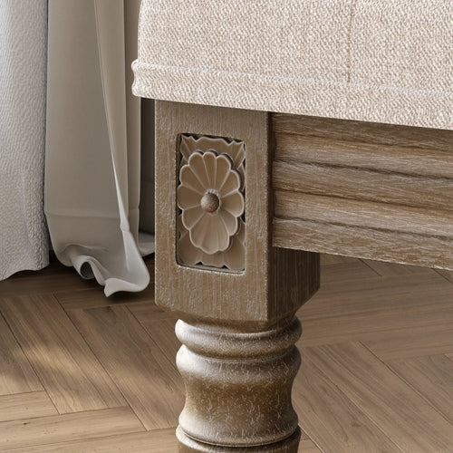 Beige Upholstered Bench Entryway Bedroom Dining Bench Wood Vanity Piano Shoe Bench,Ottoman Bench for Living Room Kitchen Hallway - vue 7 sur 6