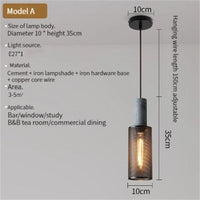lampe suspendue en béton industriel avec abat-jour en fer