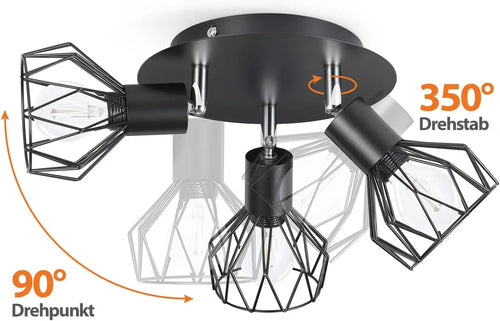 Bedroom Ceiling Light, Study, Minimalist American Industrial Style Living Room, Foyer, Hallway, Entrance Corridor Ceiling Light - vue 4 sur 7