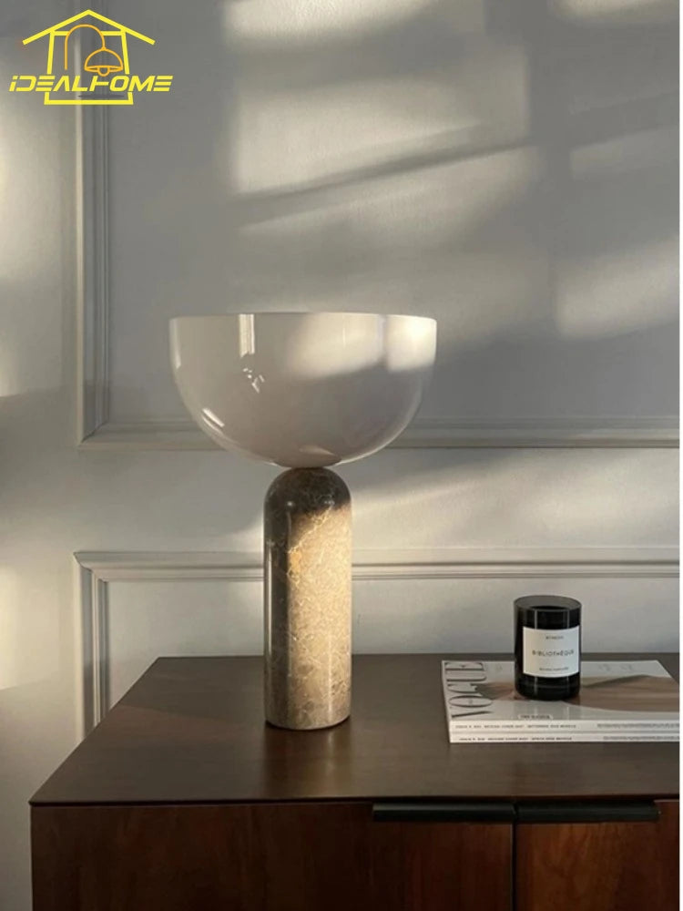 lampe de table champignon design danois en marbre lumineux minimaliste - vue 5 sur 11