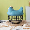 Ceramic Egg Storage Basket, Living Room, Fruit, Garlic, Hollow Metal Hen Shaped, Kitchen Organizer
