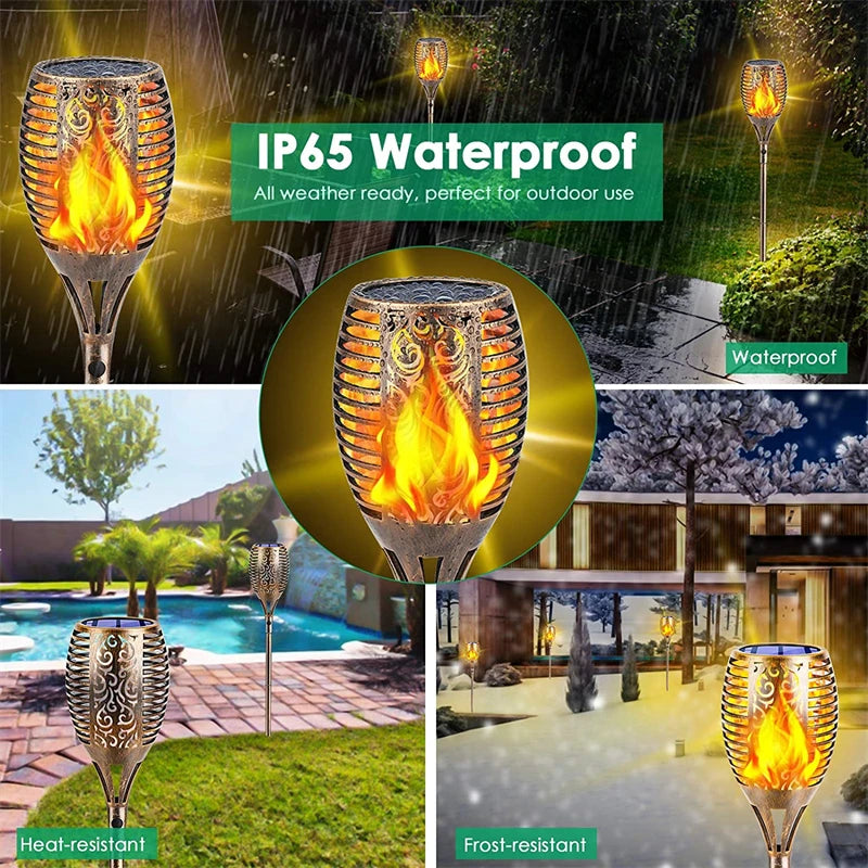 lampes solaires extérieures led flamme vacillante étanche jardin éclairage paysager