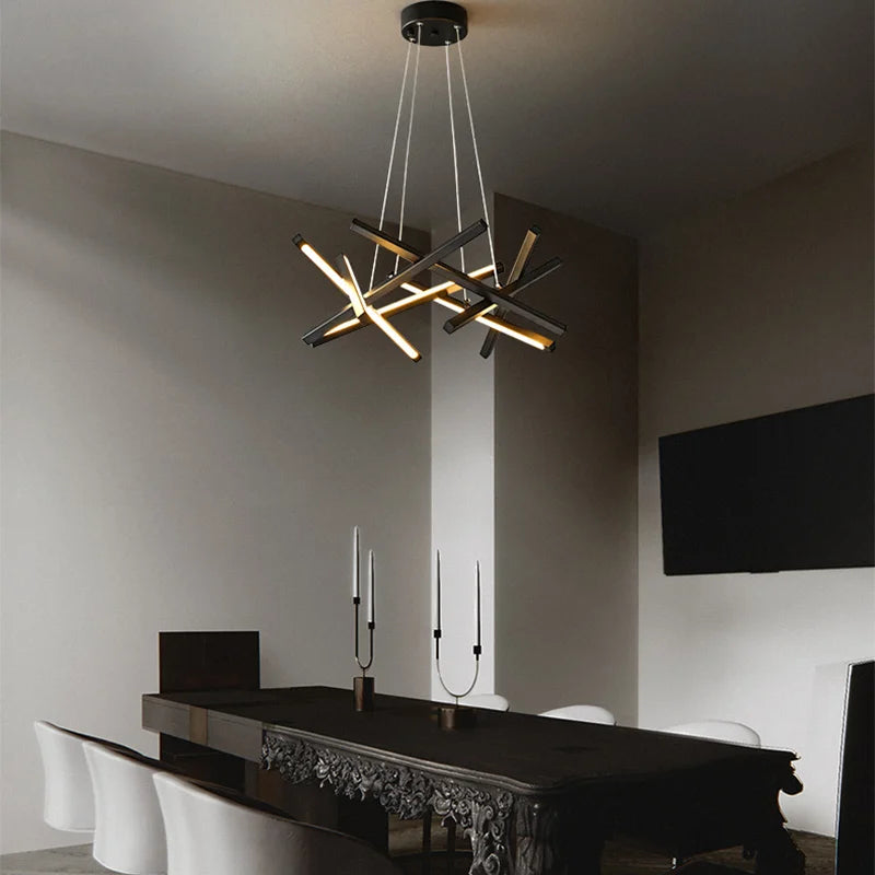 lustre moderne led créatif en métal branche suspension nordique - vue 5 sur 9