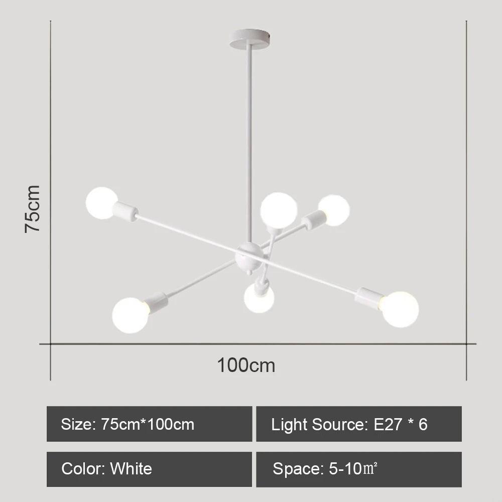 lustre moderne nordique sputnik avec éclairage led intérieur - vue 8 sur 16