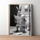 Animal On the Toilet Canvas Painting, Funny Bathroom Wall Art Pictures Prints, Black And White Animal Poster, Home Decor Murals