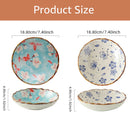 Assiettes plates creuses céramique style japonais motifs floraux