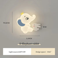appliques murales led mignonnes en forme d'éléphant pour enfants