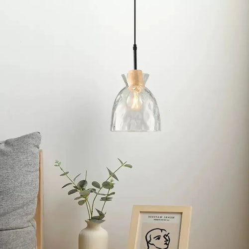 lampes suspendues nordiques en verre et bois led décoratives
