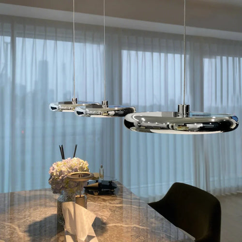 lustre en aluminium led design plaqué circulaire - vue 5 sur 18