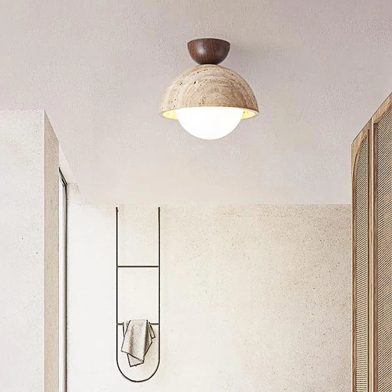 plafonnier scandinave travertin wabi sabi led marbre - vue 4 sur 8