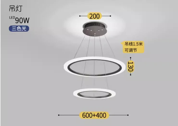 Modern minimalist nordic LED chandelier italian creative ring - vue 9 sur 12