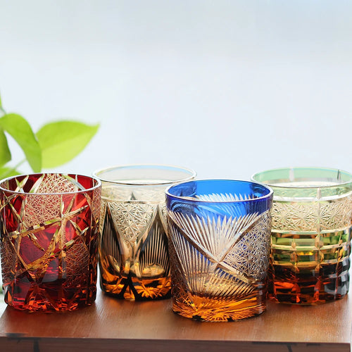 Verre whisky style edo kiriko motifs taillés main