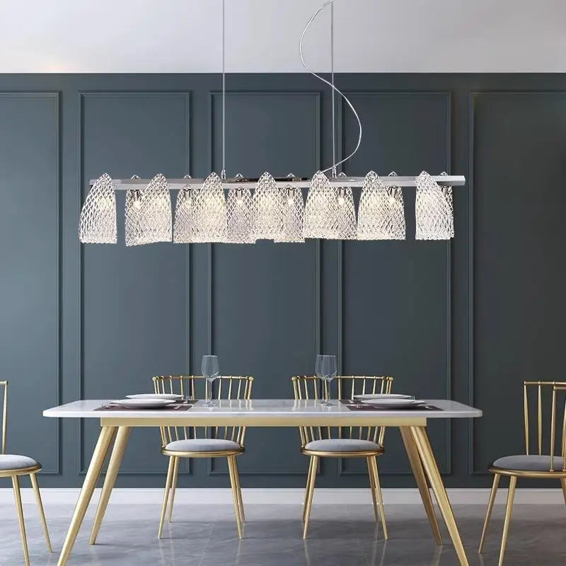 Minimalist floral glass chandelier for modern interiors - vue 4 sur 12