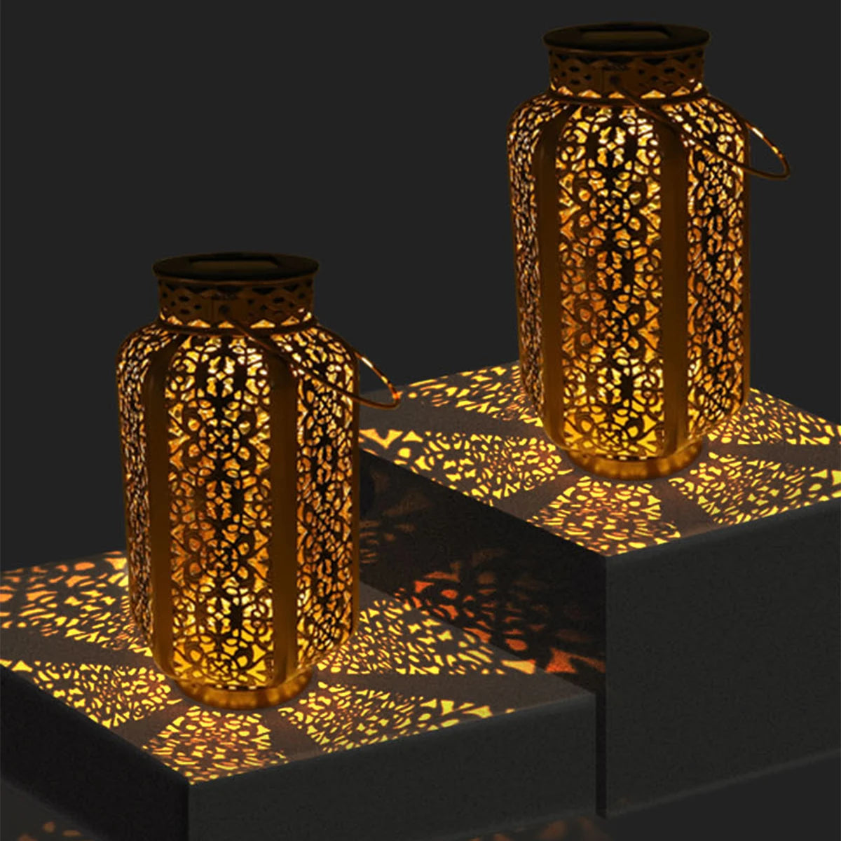 lampe solaire rétro en fer pour décoration extérieure - vue 6 sur 7