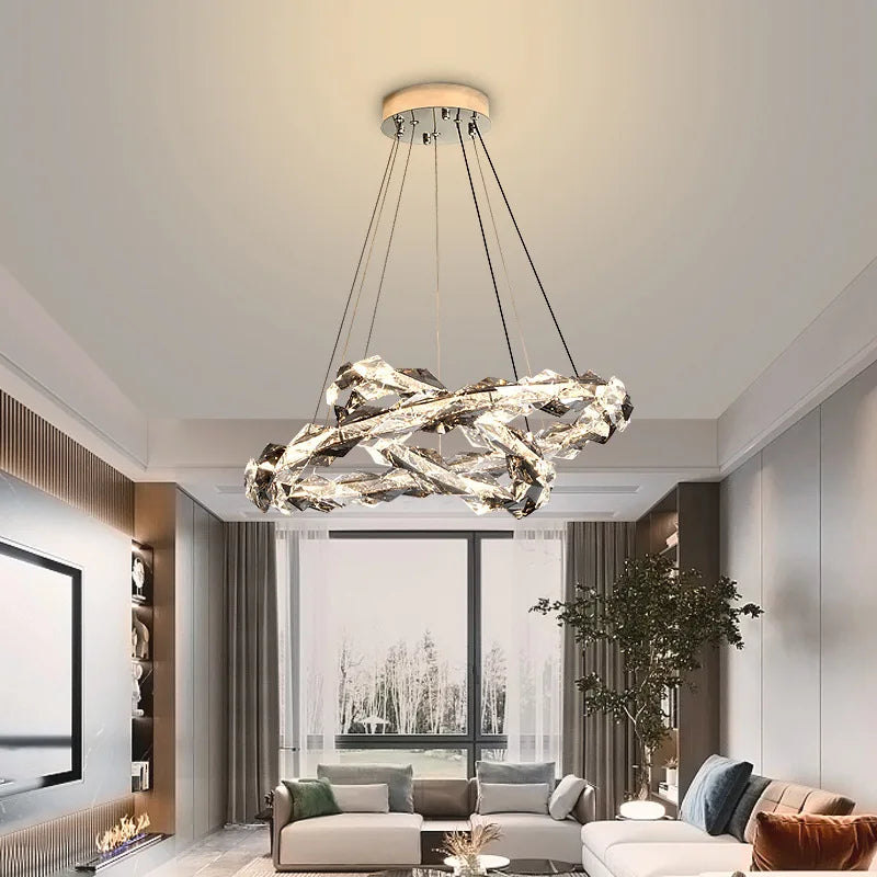 lustre led moderne en cristal de luxe décoratif - vue 2 sur 12