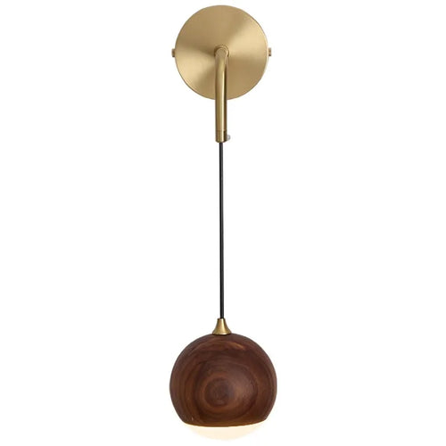 Walnut Wood Round ball Wall light, Wabi-sabi Modern style, Wall Sconces for Bedroom, Living, Corridor, Aisle balcony, Entrance - vue 7 sur 7