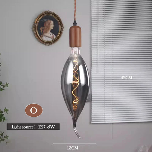 lustre en verre d'art rétro en bois massif créatif pour décoration intérieure - vue 13 sur 25