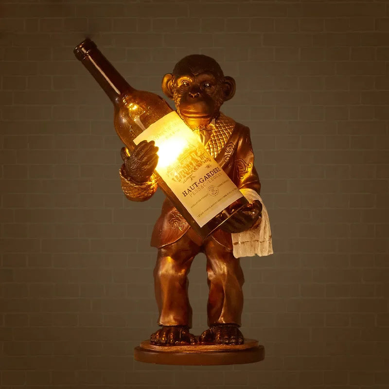 lampe de singe rétro en résine pour déco vintage et loft - vue 5 sur 8