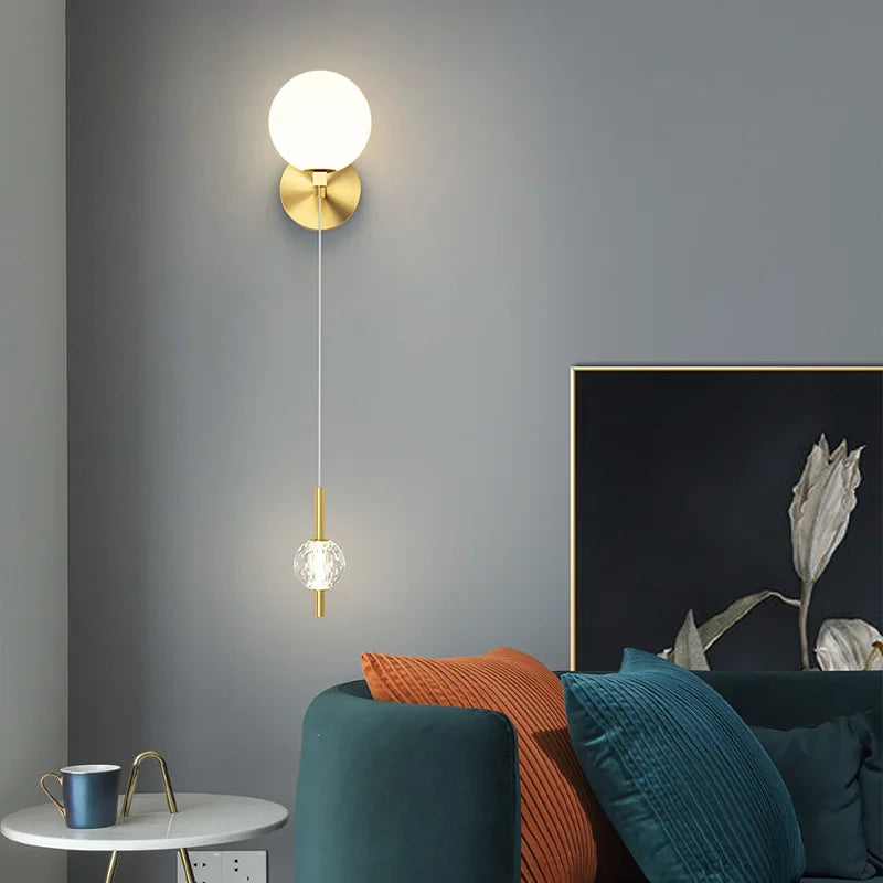 applique murale moderne en laiton avec 3 appliques interchangeables - vue 2 sur 7