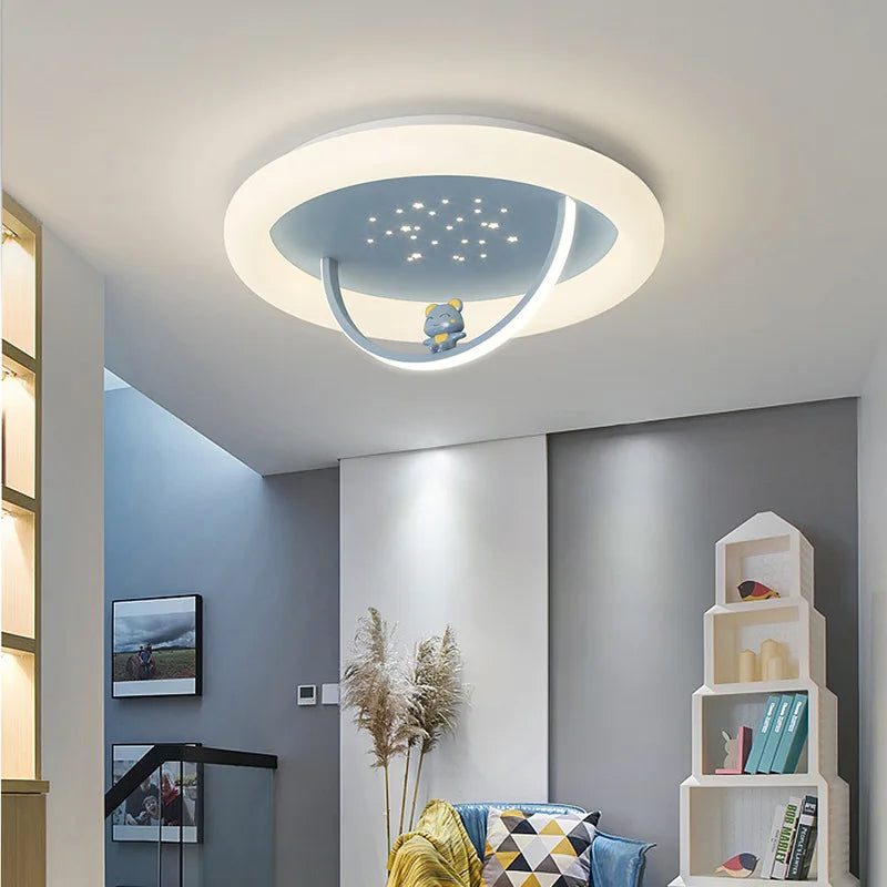 Chaud mignon enfants chambre plafonniers romantique ciel étoilé ours lumière princesse chambre bébé chambre garçon fille chambre plafonniers - vue 5 sur 10