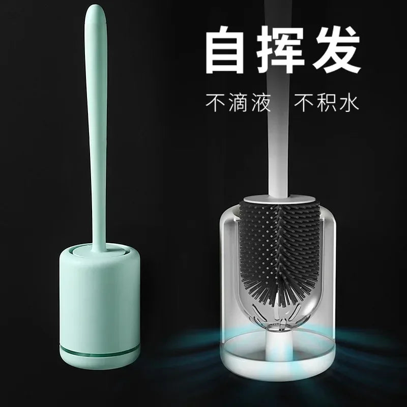 outil de nettoyage brosse de toilette avec support mural pratique - vue 5 sur 9
