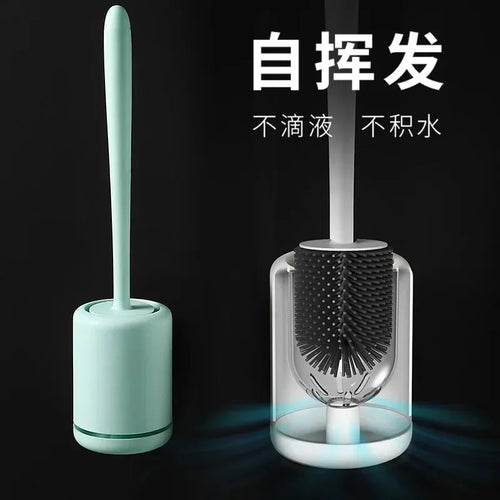 outil de nettoyage brosse de toilette avec support mural et rangement - vue 5 sur 9