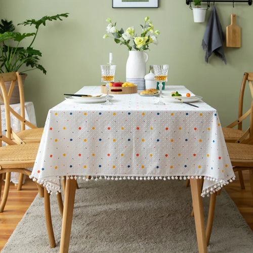 Nappe coton brodée marguerites style coréen table cuisine