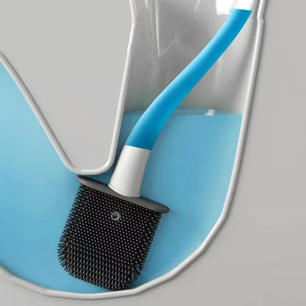Goose Shape Toilet Brush - Wall-Mounted Corner Cleaner, Refillable Detergent, Funny Silicone TPR Brush, Bathroom Decor Accessory - vue 4 sur 7