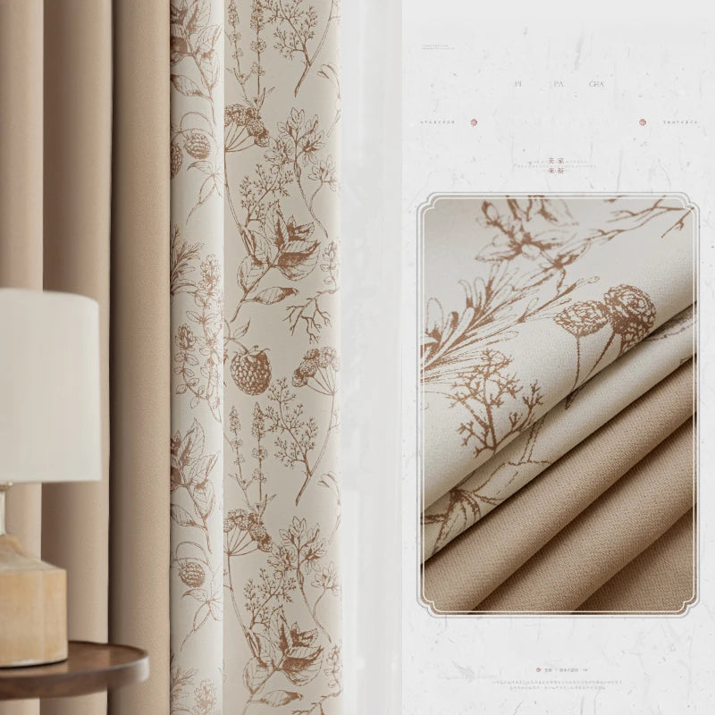 Rideau style chinois floral occultant pour salon chambre - vue 9 sur 9
