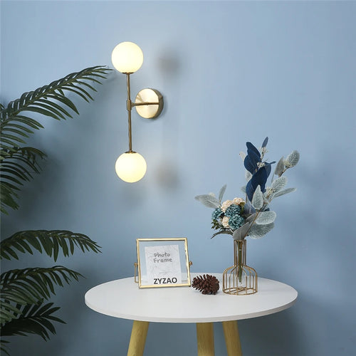 Applique murale post-modernes LED applique murale en verre Simple doré avec ampoule G9 nordique créative chambre salon allée lampe de chevet - vue 3 sur 10